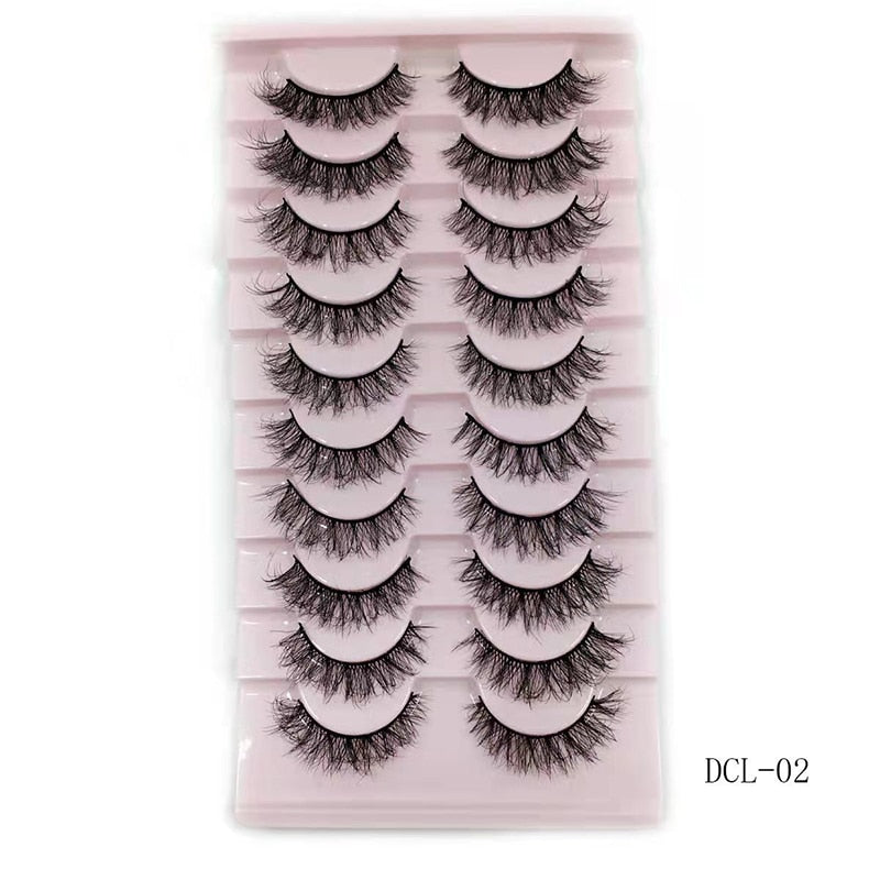 10 Pairs Faux Mink Lashes Natural False Eyelashes Fluffy Soft Wispy Dramatic Volume Lash Extension Wispy Long 3D