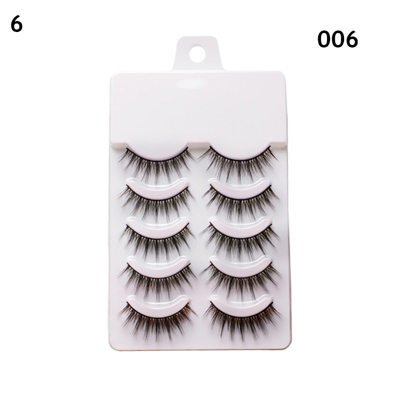 5 Pairs 3d Faux Mink Manga Lashes Little Devil Fairy 3D False Eyelashes Natural Lash Extension