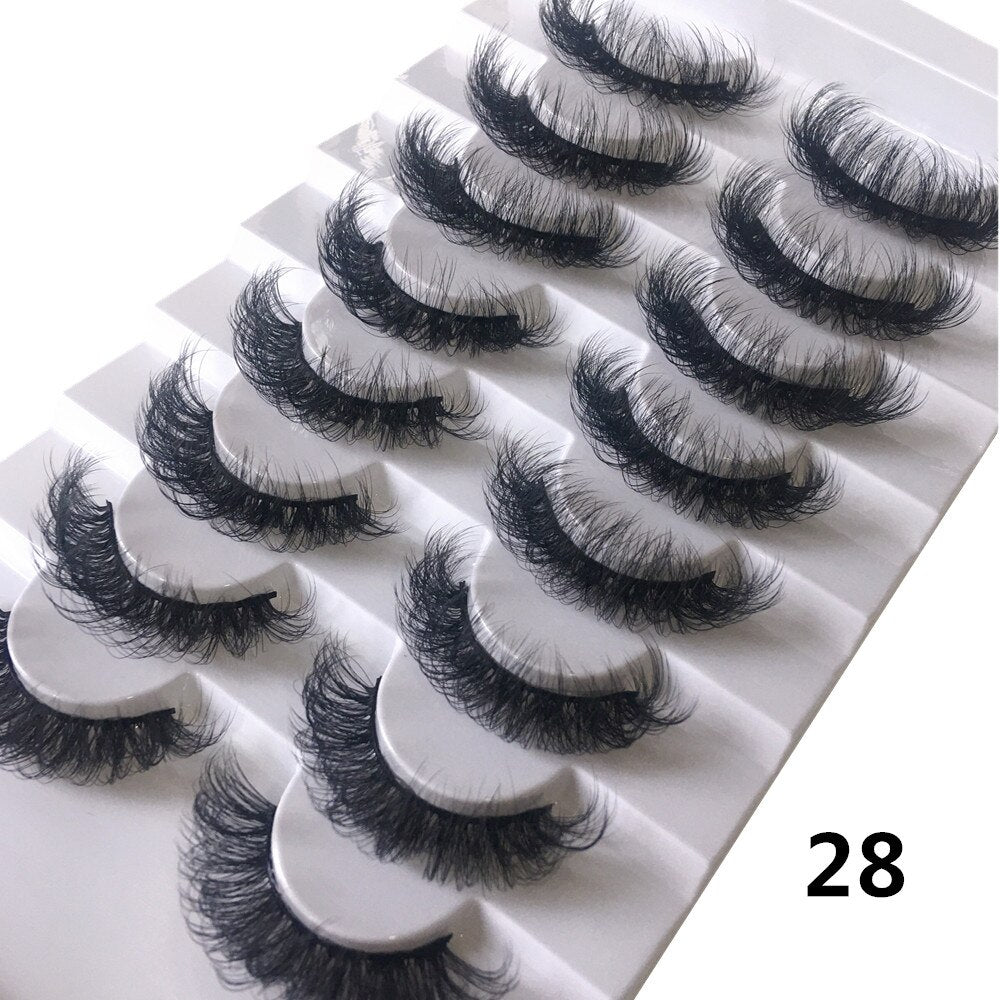 8pairs eyelashes fake lashes long eyelash 25mm mink lashes fluffy dramatic false eyelashes