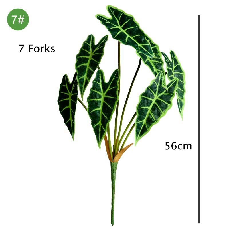 Green Artificial Palm Leaf Plastic Plants Tropical Tree Branch Fake Plants Jungle Home Garden Decor Wedding Decoration