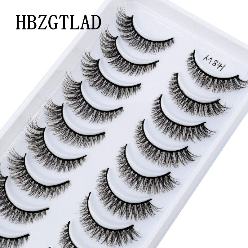 10 pairs Eyelashes 3D Natural False Lashes Fluffy Soft Cross Fake Lashes Wispy Natural