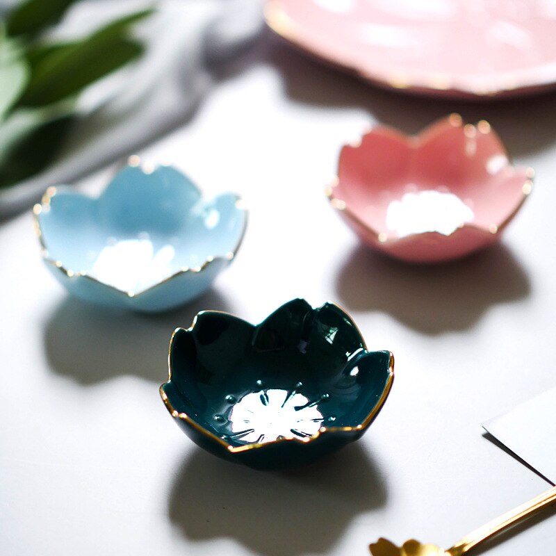 Japanese Sakura Ceramic Dish Cherry Blossom Kawaii Plate Sauce Dish Flower Bowl Sauce Vinegar Dishes