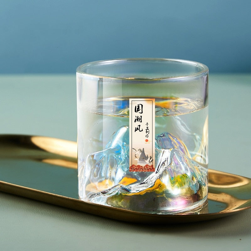 Japanese Whisky Glass Cup 3D Mountain Water Glass Glacier Mug Vodka Wine Cup Glass Fuji Artwork Gift Whisky Bottle Drinkware