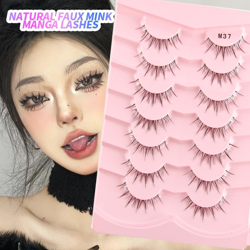 Manga Lashes 3/5/10 Pairs Eyelashes 3D Mink Lashes Korean Natural Cils Strip Lashes Band Soft Cosplay False Eyelashes