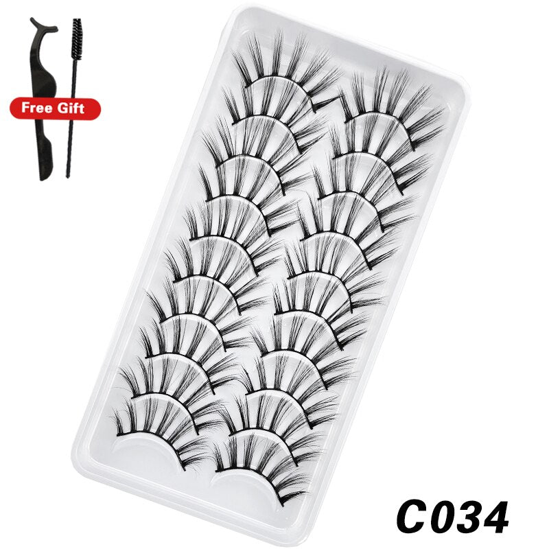 10Pairs 3D Faux Mink Lashes Natural Long Short Full Strip Lashes Soft Plump Eyelashes Extension