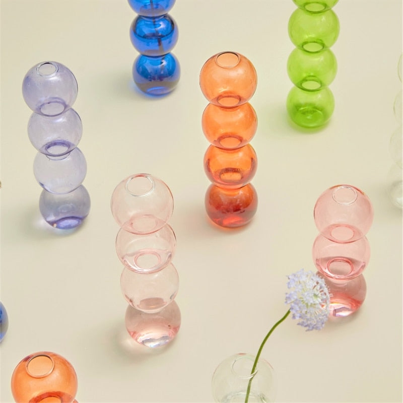 Nordic Creative Glass Bubble Vase Flower Arrangement Spherical Art Flower Ornaments Vases Decoration Home Gift
