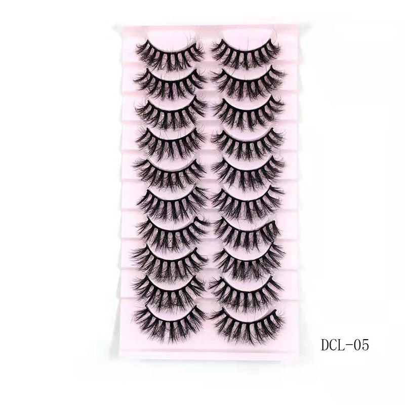 10 Pairs Faux Mink Lashes Natural False Eyelashes Fluffy Soft Wispy Dramatic Volume Lash Extension Wispy Long 3D