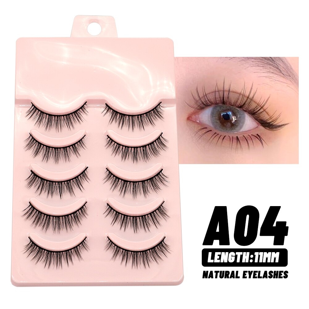 Natural Lashes 5pairs Eyelashes Cosplay 3D Faux Mink Eyelash Wispy Fluffy Soft Extension Hand Made Fake Lash