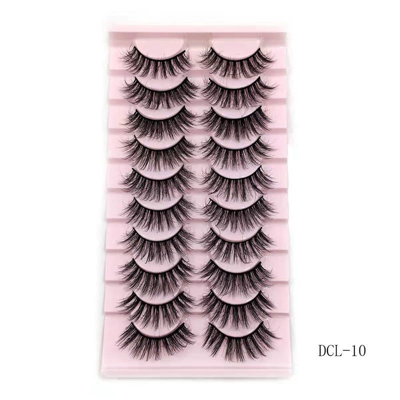 10 Pairs Faux Mink Lashes Natural False Eyelashes Fluffy Soft Wispy Dramatic Volume Lash Extension Wispy Long 3D