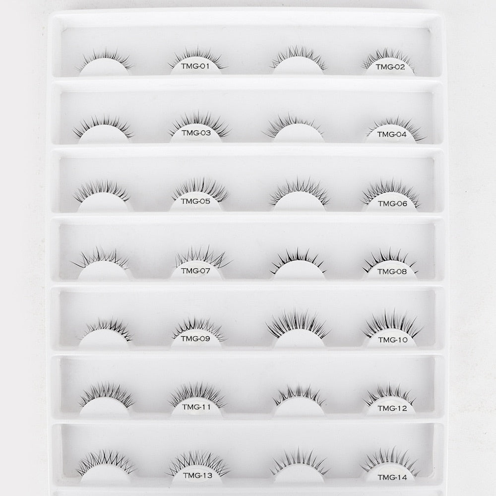 2pairs Clear Band Eyelashes Mink 3D Natural Long False Lashes Invisible Thin Band Eyelash Handmade Crisscross Lashes Makeup