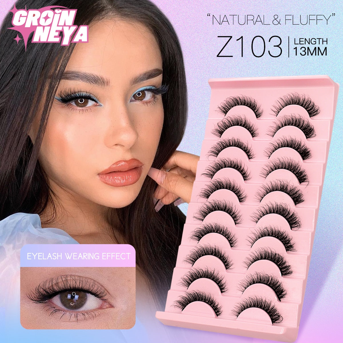 Natural Long 10 Pairs 3D Mink False Eyelashes Fake Lashes Mink Lashes Cat Eye lashes Short Eyelashes