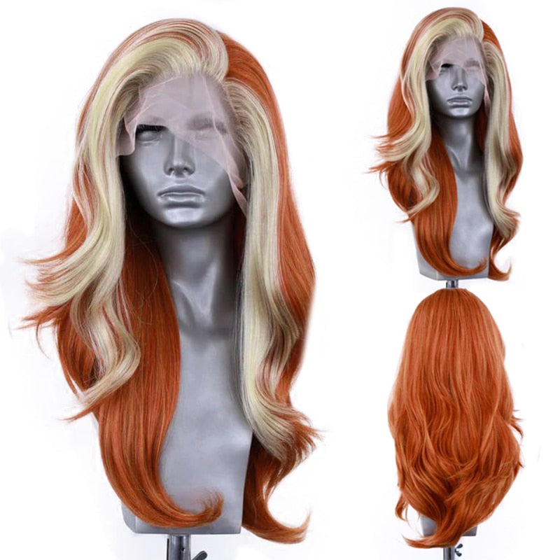 Synthetic Lace Front Wig Highlight Silver Grey Mix Color Wigs Women Daily Use Cosplay Wig