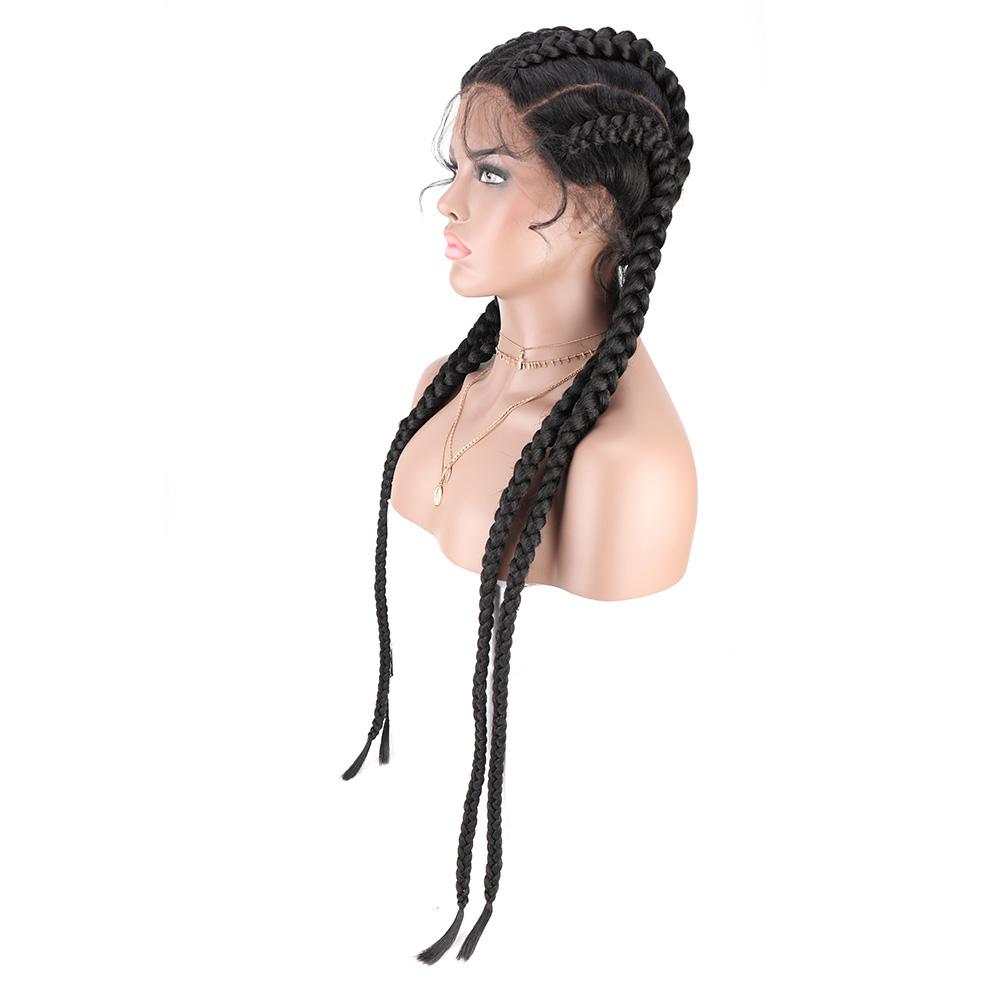 Braided Lace Front Wig African Glueless Box Braids Wig Women Tresse Cornrow Synthetic Lace Braided Wig