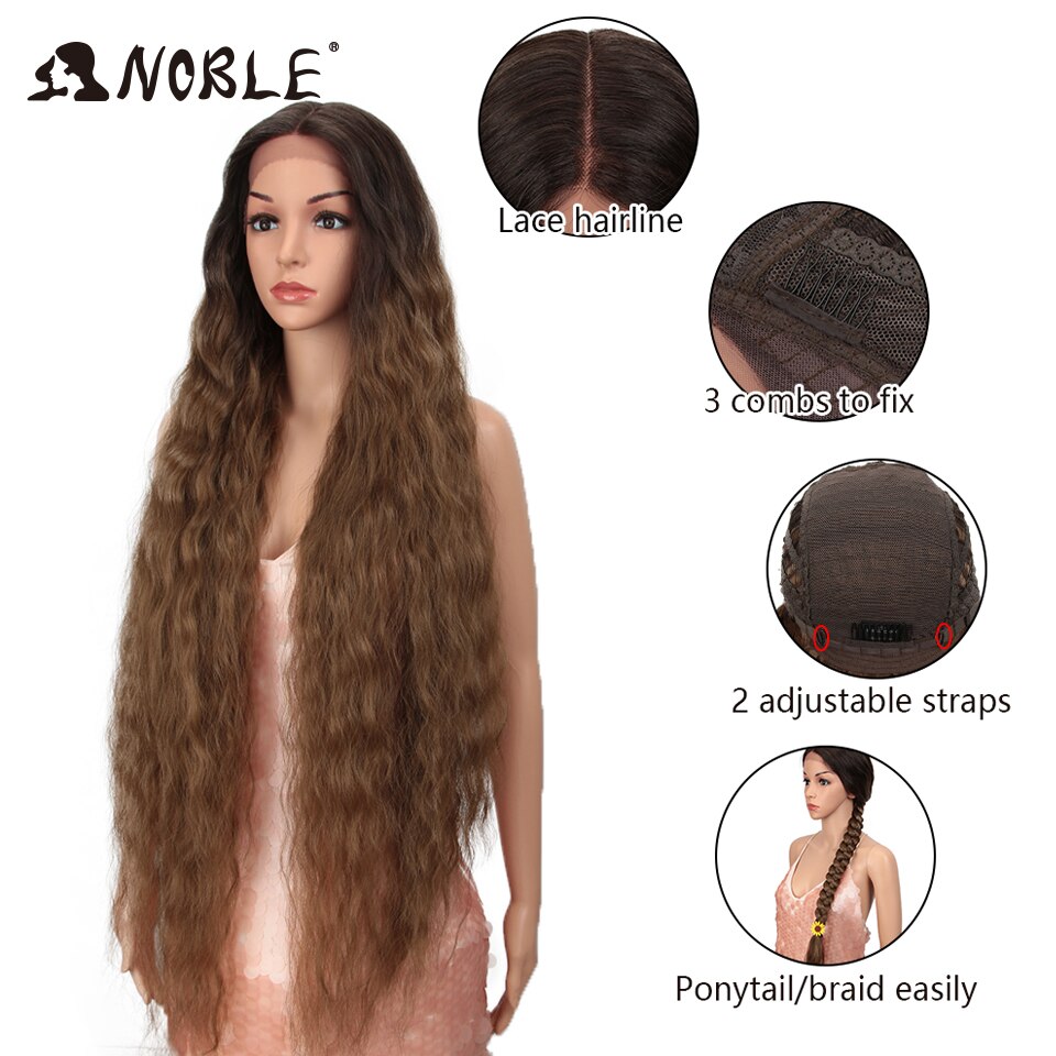 Cosplay Wig Synthetic Lace Part Wig Long Curly 42 Inch Cosplay Wig Blonde Ombre Lace Wig Synthetic Lace Wig