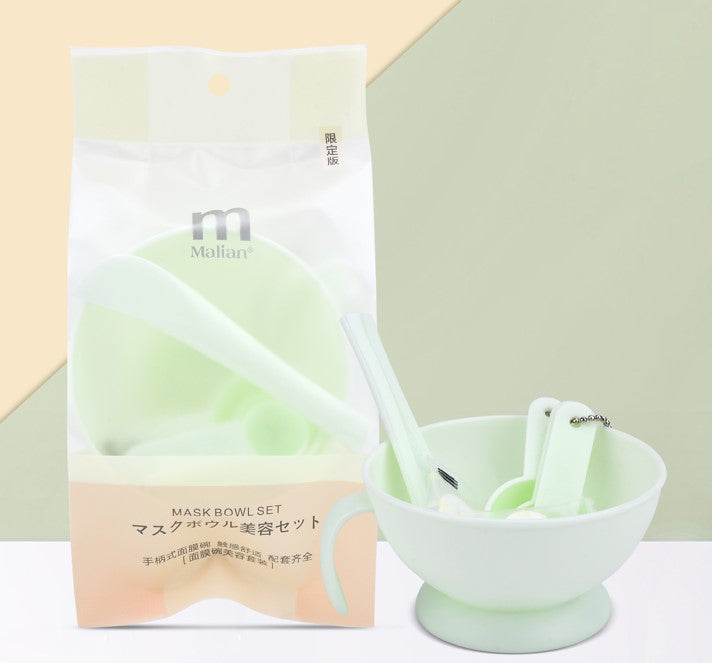 DIY GREEN MASK BOWL SET SPOON STIRRER COMPRESSED MASK SHEET