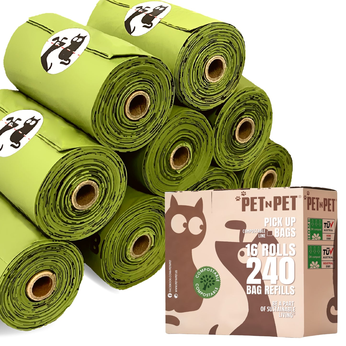 Compostable Dog Cat Poop Bags  240/120 Counts Biodegradable Waste Bag Supplies