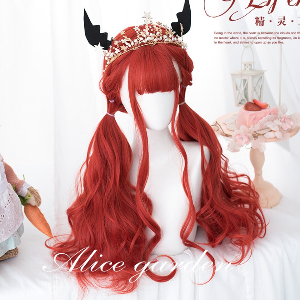 lolita wigs Long straight wigs lady gray blue high temperature resistant synthetic wig cosplay party natural wig
