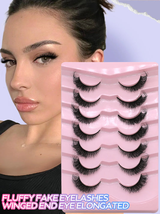 5/7 Pairs Cat eye Eyelashes 3D Natural False Lashes Fluffy Soft Cross Wispy Natural False Eyelashes Extension