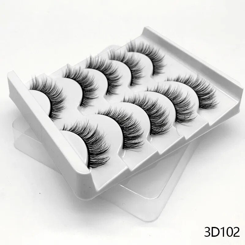 3D Mink Lashes 2/5/8 Pairs Natural False Eyelashes Fluffy Soft Wispy Volume Dramatic Long Cross Eyelash Extension