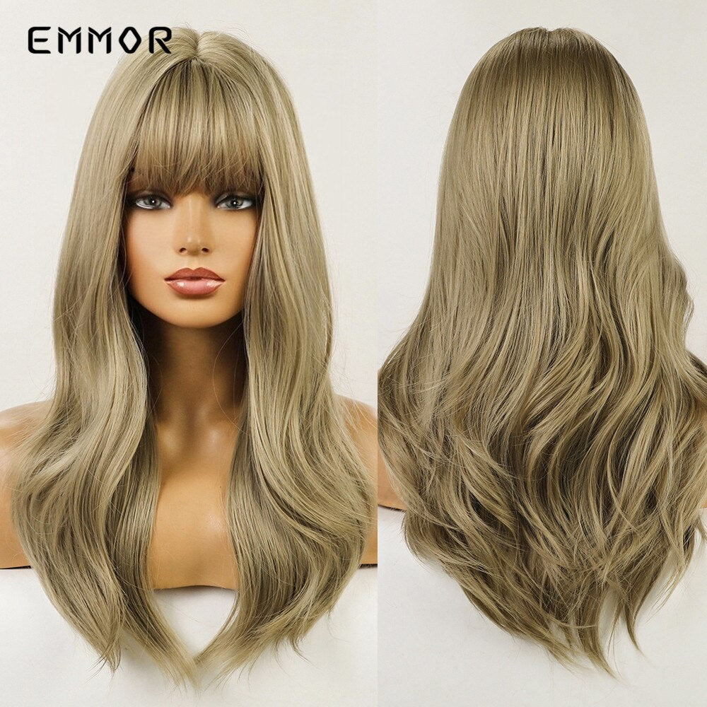 Synthetic Purple Wigs for Women Cosplay Party Lolita Wigs Bangs High Temperature Fiber  Natural  Long Body Wave Hair Wigs