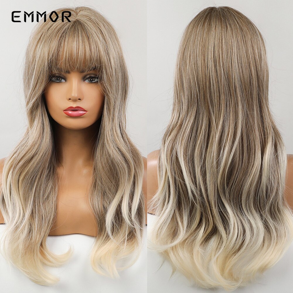 Synthetic Purple Wigs for Women Cosplay Party Lolita Wigs Bangs High Temperature Fiber  Natural  Long Body Wave Hair Wigs