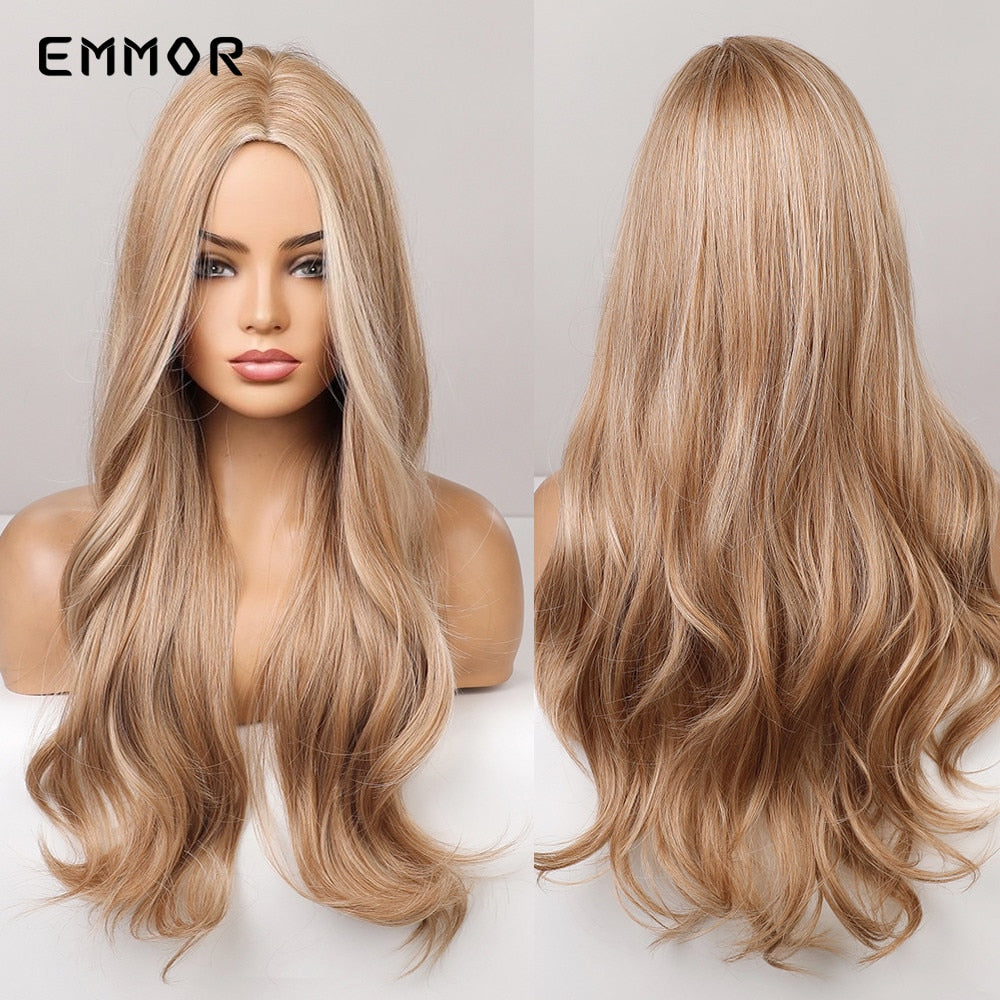 Synthetic Wigs Long Wavy Blonde Natural Hair Wigs for Women Cosplay Wigs Heat Resistant Fiber Hair Wig