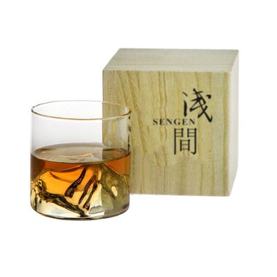 Niche Japanese Style Whisky Cup-Shallow Mountain Liqueur XO Wine Cup EDO Guanshan Fuji Artwork Wooden Box Whiskey Glass