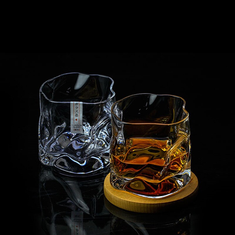 Japanese Edo Designer Crumple Paper Irregular Shape Crystal Faceted Der Whiskybecher Whisky Rock Glass Artwork Wine Cup