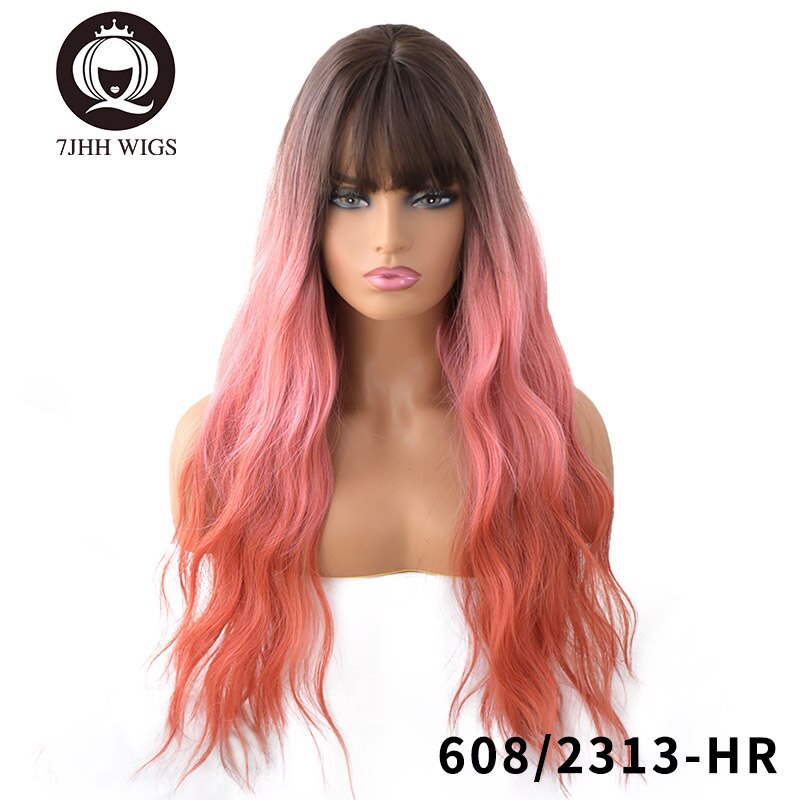 WIGS Pink Brown Lolita Wig Long Two Colors Realistic Cosplay Wigs With Bangs For Women Wavy Wigs Synthetic Hair