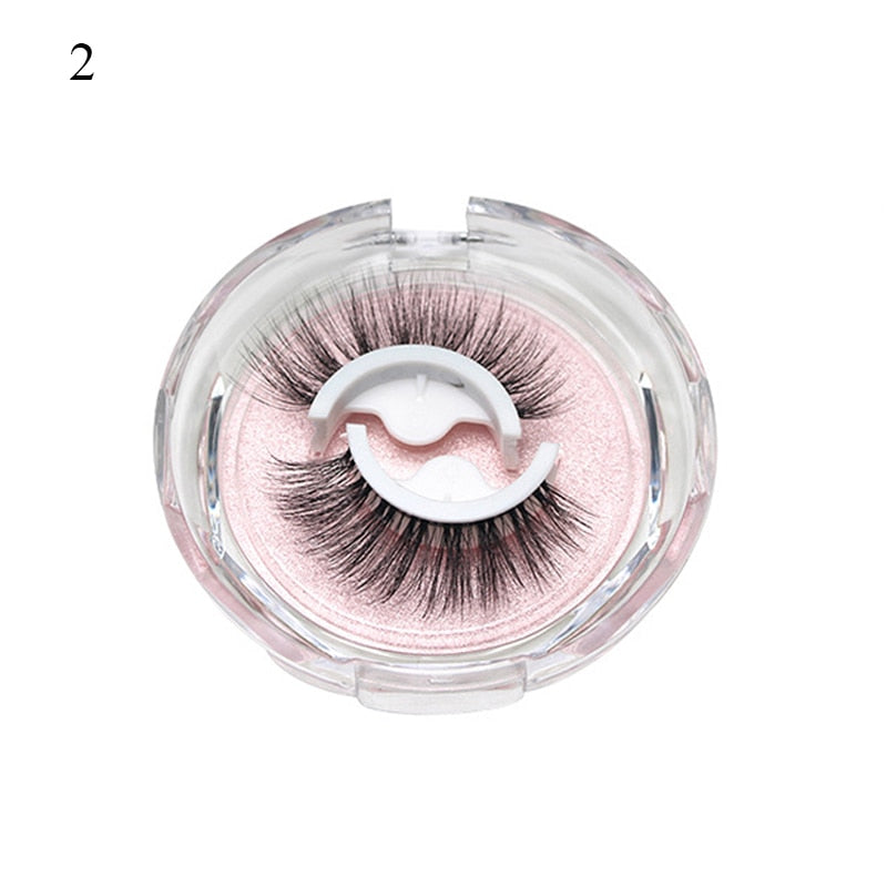 1 pair Self-adhesive False Eyelashes Glue Free 3D Strip Reusable Lashes Extension 3 Seconds To Wear Faux Mink Eyelash