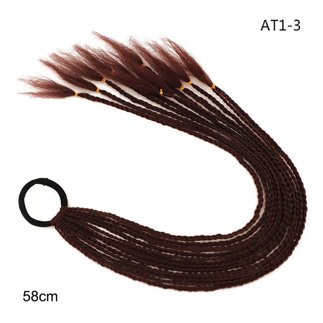 Hair Color Gradient Dirty Braided Ponytail Elastic Hair Band Rubber Headband 60cm
