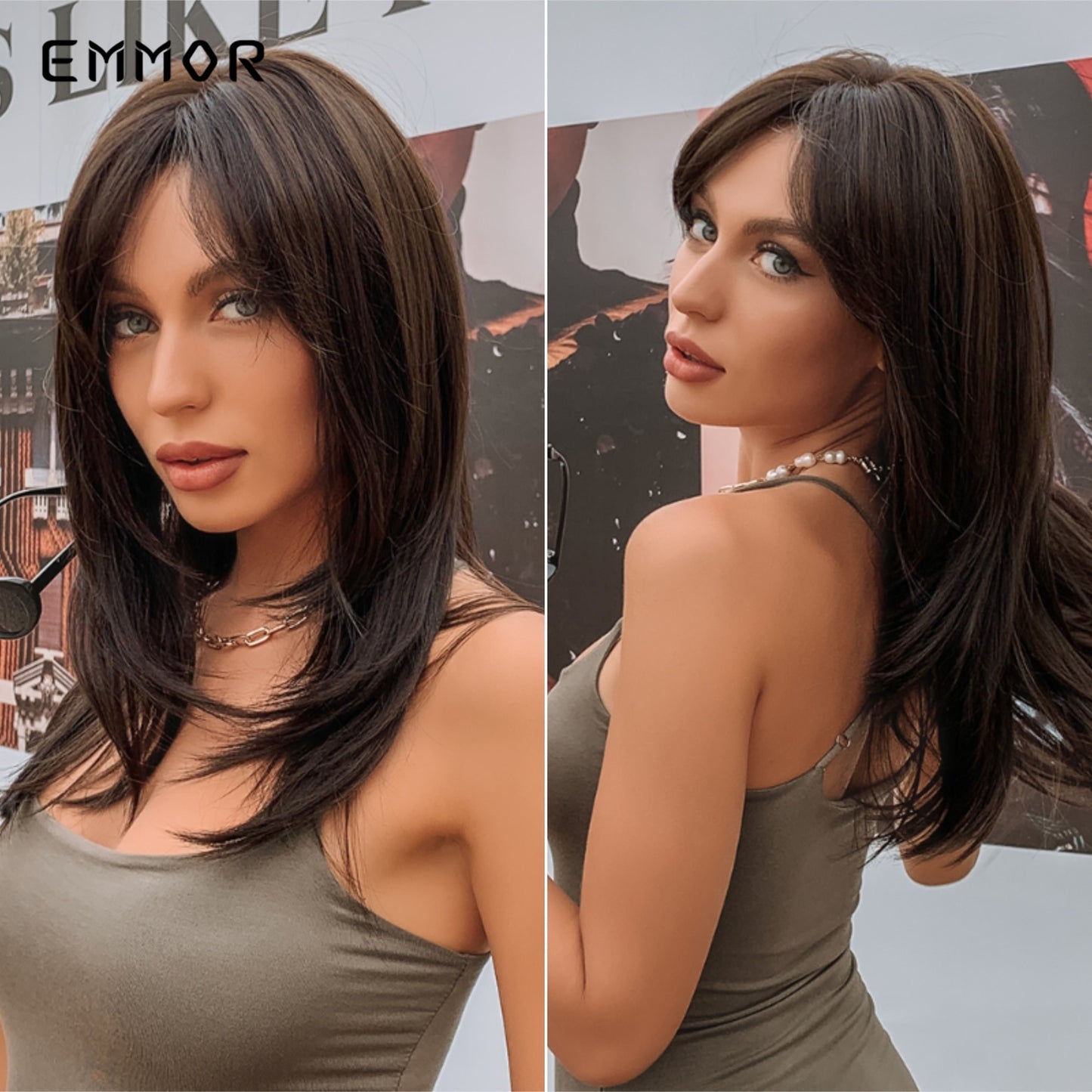 Synthetic Women Long Wavy Wigs Brown with Blonde Wigs Natural Wavy Heat Resistant Wig for Women Wigs