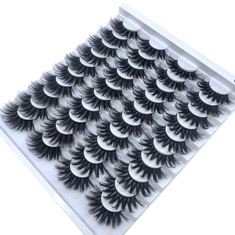 20 Pairs 18-25 mm 3d Mink Lashes Bulk Faux Thick Long Wispy Natural Mink Lashes Pack Short Natural False Eyelashes