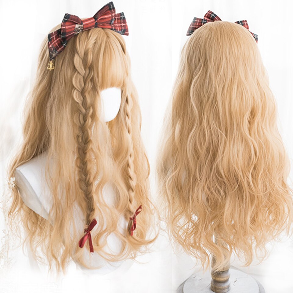 lolita wigs Long straight wigs lady gray blue high temperature resistant synthetic wig cosplay party natural wig