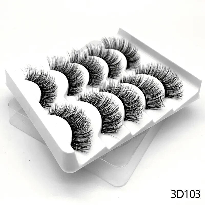 3D Mink Lashes 2/5/8 Pairs Natural False Eyelashes Fluffy Soft Wispy Volume Dramatic Long Cross Eyelash Extension