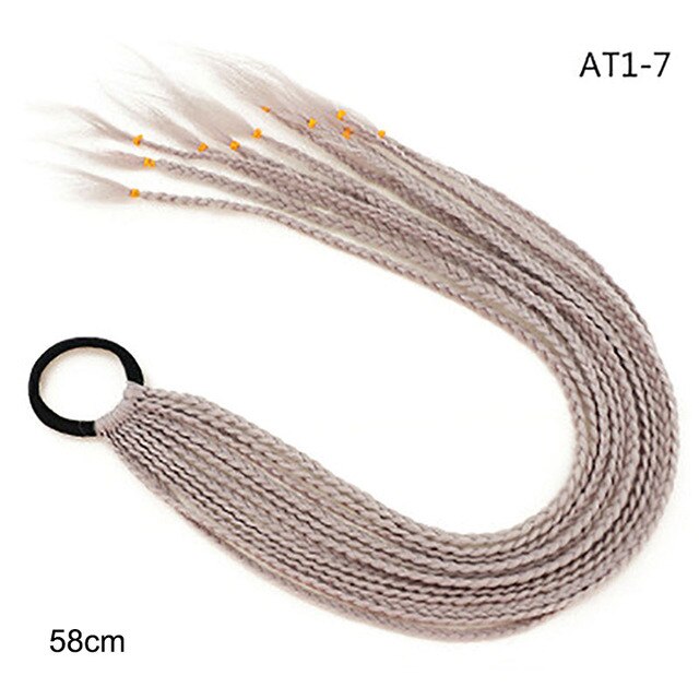 Hair Color Gradient Dirty Braided Ponytail Elastic Hair Band Rubber Headband 60cm