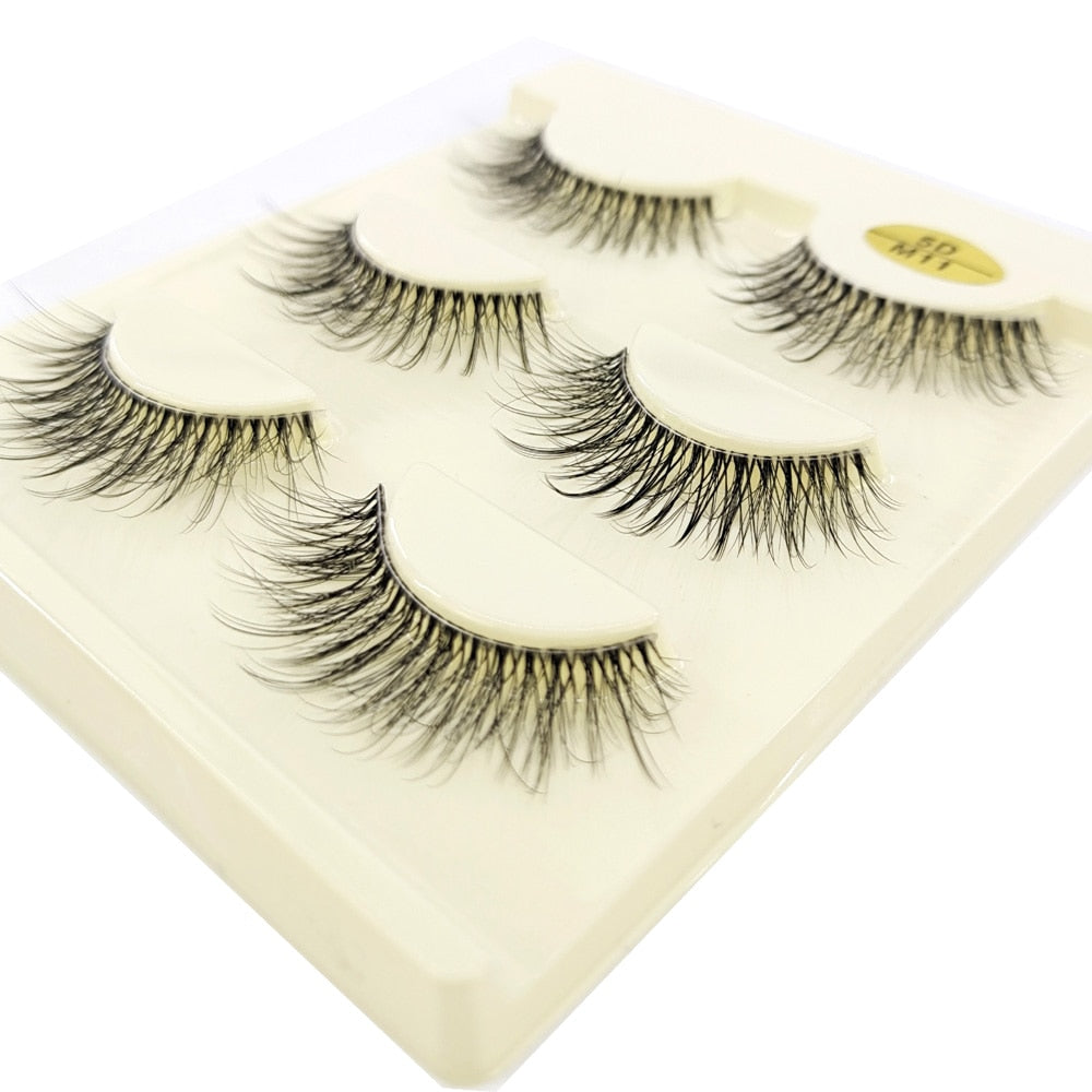 3D Mink Lashes Natural short Full Strip Transparent False Eyelashes