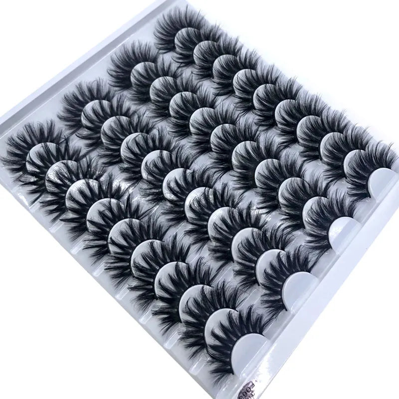 20 Pairs 18-25 mm 3d Mink Lashes Bulk Faux Thick Long Wispy Natural Mink Lashes Pack Short Natural False Eyelashes