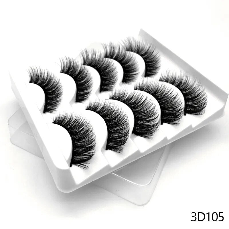 3D Mink Lashes 2/5/8 Pairs Natural False Eyelashes Fluffy Soft Wispy Volume Dramatic Long Cross Eyelash Extension