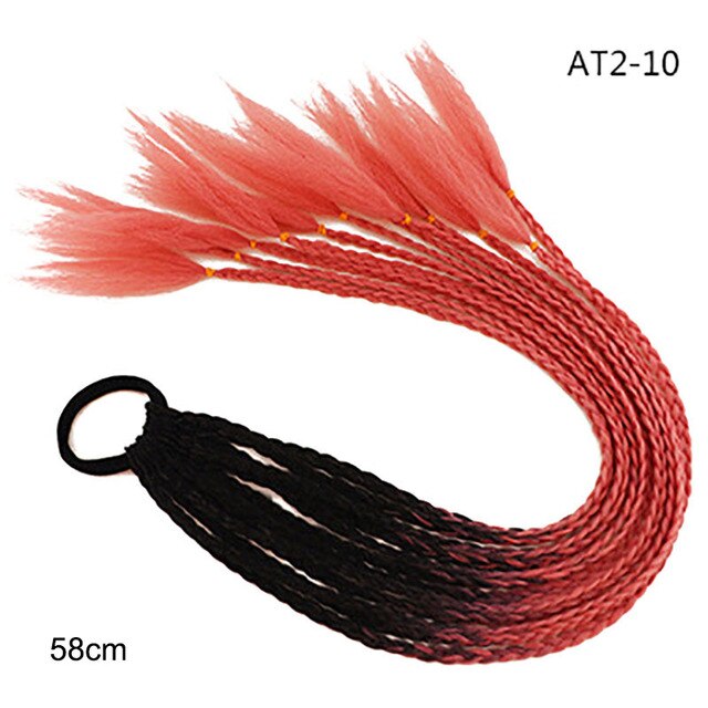 Hair Color Gradient Dirty Braided Ponytail Elastic Hair Band Rubber Headband 60cm