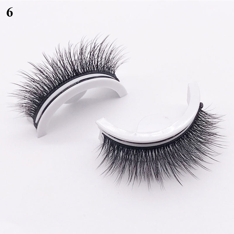 1 pair Self-adhesive False Eyelashes Glue Free 3D Strip Reusable Lashes Extension 3 Seconds To Wear Faux Mink Eyelash