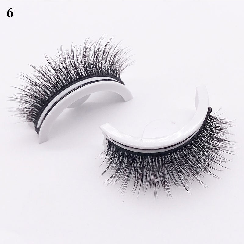 1 pair Self-adhesive False Eyelashes Glue Free 3D Strip Reusable Lashes Extension 3 Seconds To Wear Faux Mink Eyelash