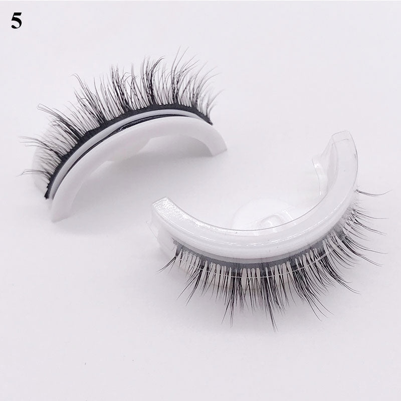 1 pair Self-adhesive False Eyelashes Glue Free 3D Strip Reusable Lashes Extension 3 Seconds To Wear Faux Mink Eyelash