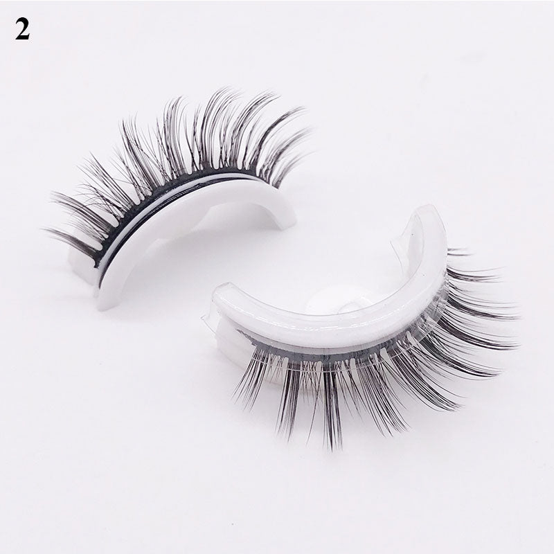 1 pair Self-adhesive False Eyelashes Glue Free 3D Strip Reusable Lashes Extension 3 Seconds To Wear Faux Mink Eyelash