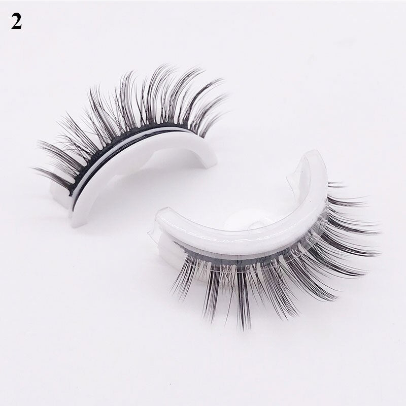 1 pair Self-adhesive False Eyelashes Glue Free 3D Strip Reusable Lashes Extension 3 Seconds To Wear Faux Mink Eyelash