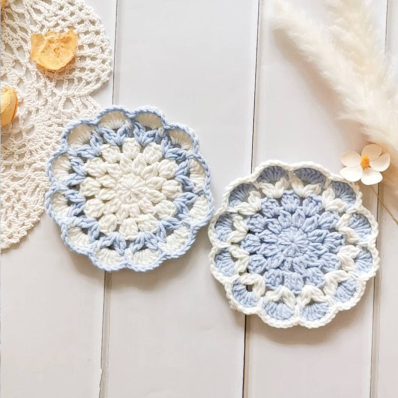 DIY  Crochet Granny Square Cup Coaster Placemat Pad Tea Mug Coffee Mat Kitchen Table Decor Wedding Gift