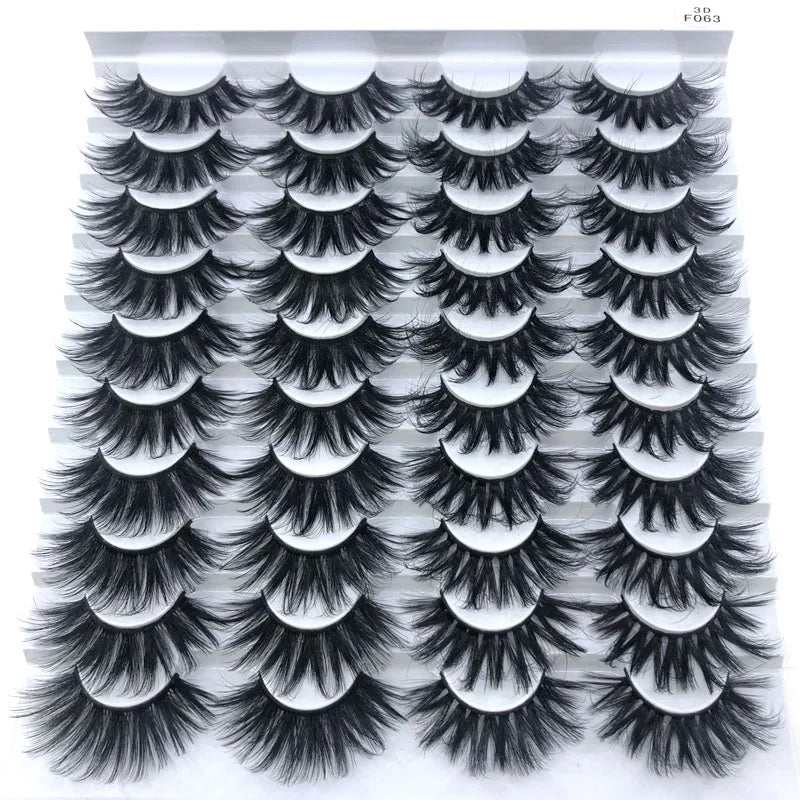 20 Pairs 18-25 mm 3d Mink Lashes Bulk Faux Thick Long Wispy Natural Mink Lashes Pack Short Natural False Eyelashes