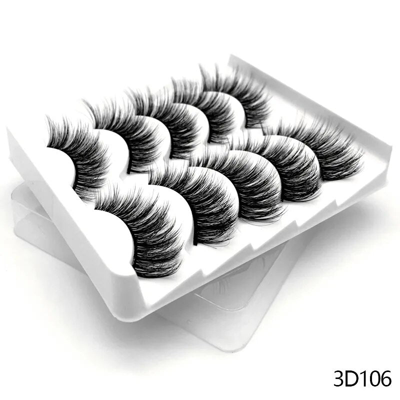 3D Mink Lashes 2/5/8 Pairs Natural False Eyelashes Fluffy Soft Wispy Volume Dramatic Long Cross Eyelash Extension