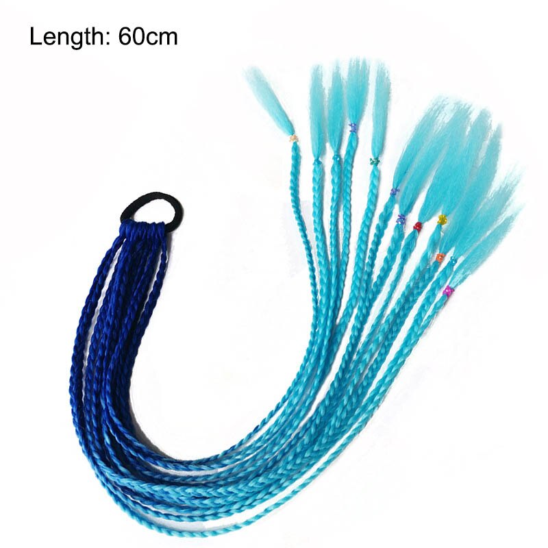 Hair Color Gradient Dirty Braided Ponytail Elastic Hair Band Rubber Headband 60cm