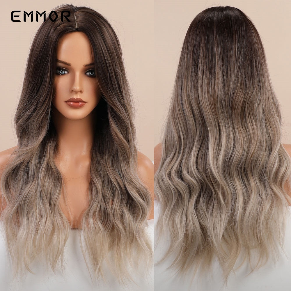 Synthetic Wigs Long Wavy Blonde Natural Hair Wigs for Women Cosplay Wigs Heat Resistant Fiber Hair Wig